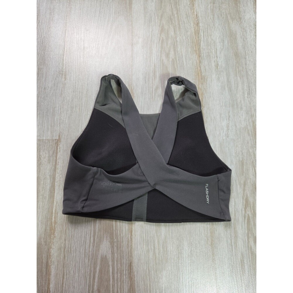 The North Face FlashDry Sports Bra Gray Black Cross Back Medium Support Sz S EUC - Picture 5 of 8